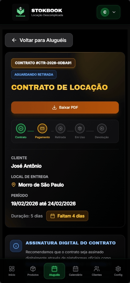 Gestão de etapas do contrato de locação