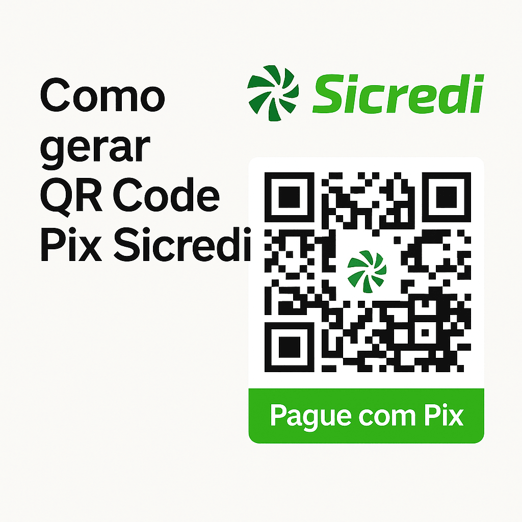 Banner explicativo sobre como gerar QR Code Pix Sicredi personalizado com o gerador da Stokbook.